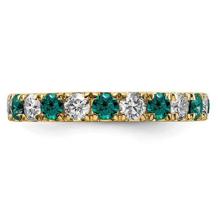 Goldia Rings 14k Yellow Gold 1 Ct Lab Grown Diamond VSSI G and Lab Created Alexandrite Eternity Band Ring