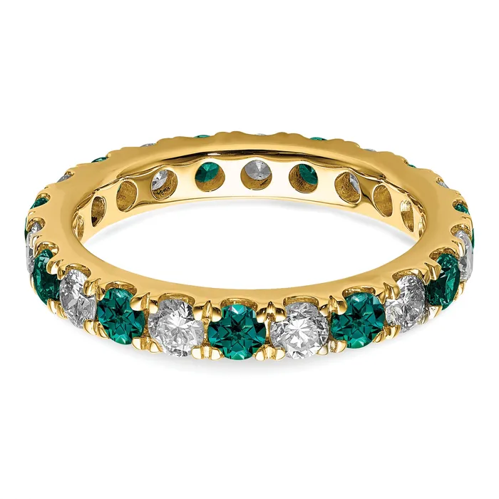 Goldia Rings 14k Yellow Gold 1 Ct Lab Grown Diamond VSSI G and Lab Created Alexandrite Eternity Band Ring
