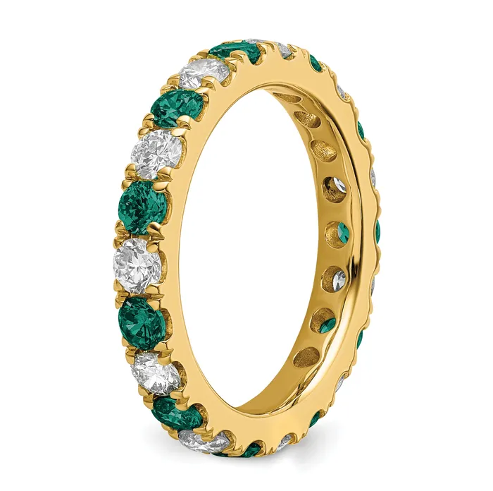 Goldia Rings 14k Yellow Gold 1 Ct Lab Grown Diamond VSSI G and Lab Created Alexandrite Eternity Band Ring