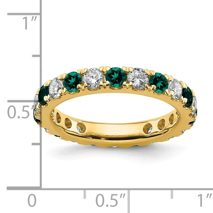 Goldia Rings 14k Yellow Gold 1 Ct Lab Grown Diamond VSSI G and Lab Created Alexandrite Eternity Band Ring
