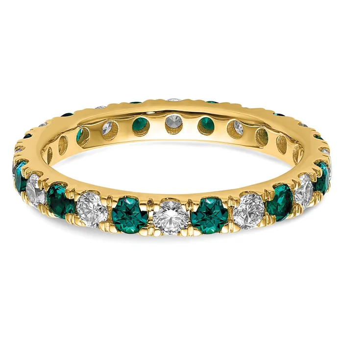 Goldia Rings 14k Yellow Gold 34 Ct Lab Grown Diamond VSSI G and Lab Created Alexandrite Eternity Band Ring