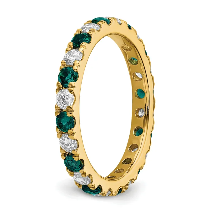 Goldia Rings 14k Yellow Gold 34 Ct Lab Grown Diamond VSSI G and Lab Created Alexandrite Eternity Band Ring