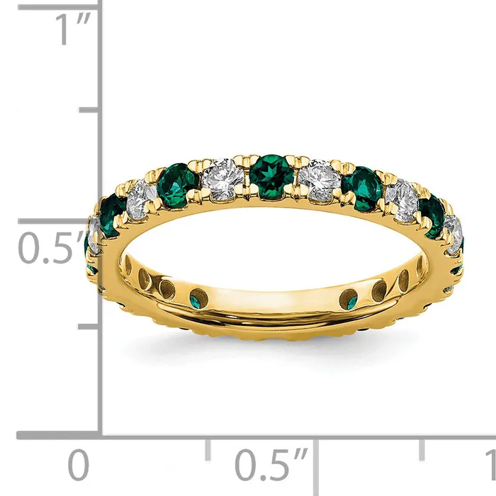Goldia Rings 14k Yellow Gold 34 Ct Lab Grown Diamond VSSI G and Lab Created Alexandrite Eternity Band Ring
