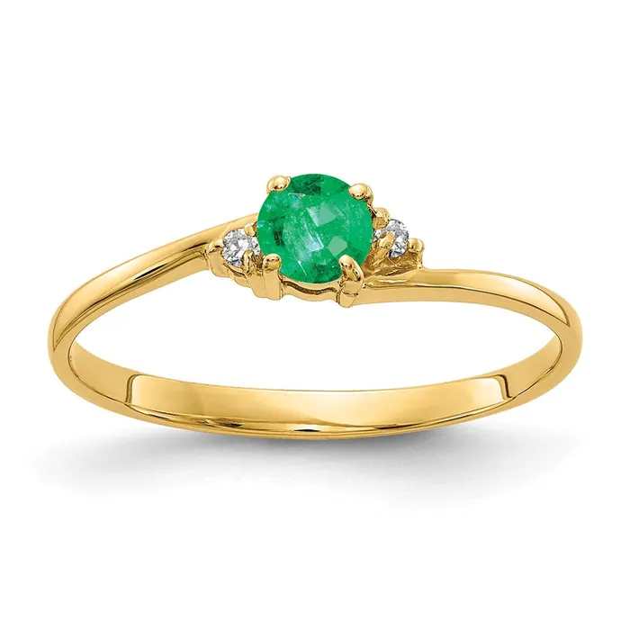 Goldia Rings 14k Yellow Gold 4mm Emerald AA Diamond ring