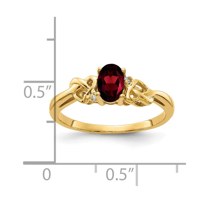 Goldia Rings 14k Yellow Gold 6x4mm Oval Garnet AA Diamond ring