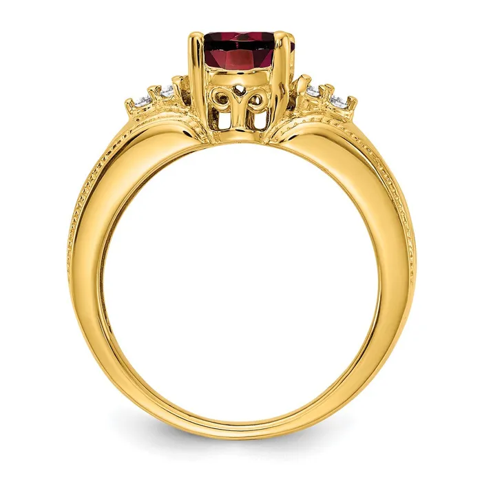 Goldia Rings 14k Yellow Gold 8x6mm Oval Garnet VS Diamond ring