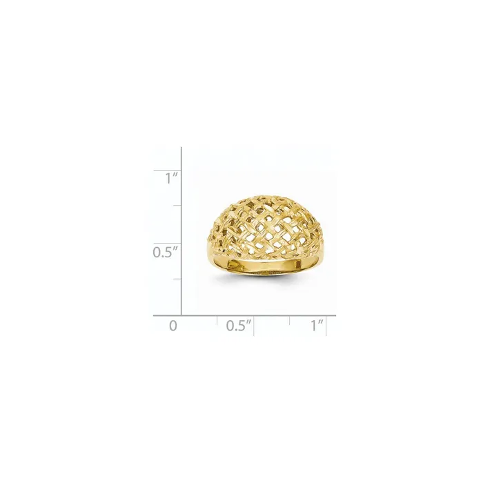 Goldia Rings 14K Yellow Gold Basket Diamondcut Style Dome Ring