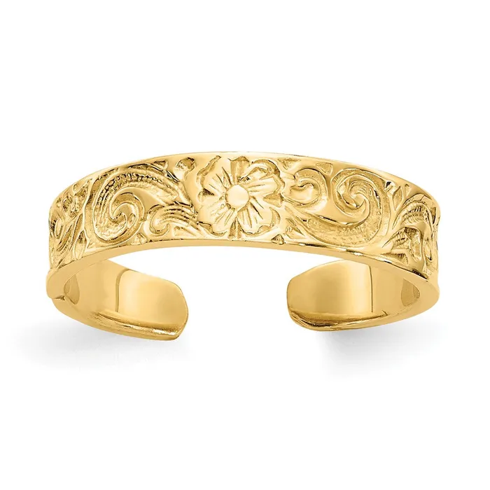 Goldia Rings 14k Yellow Gold FlowerScroll Toe Ring