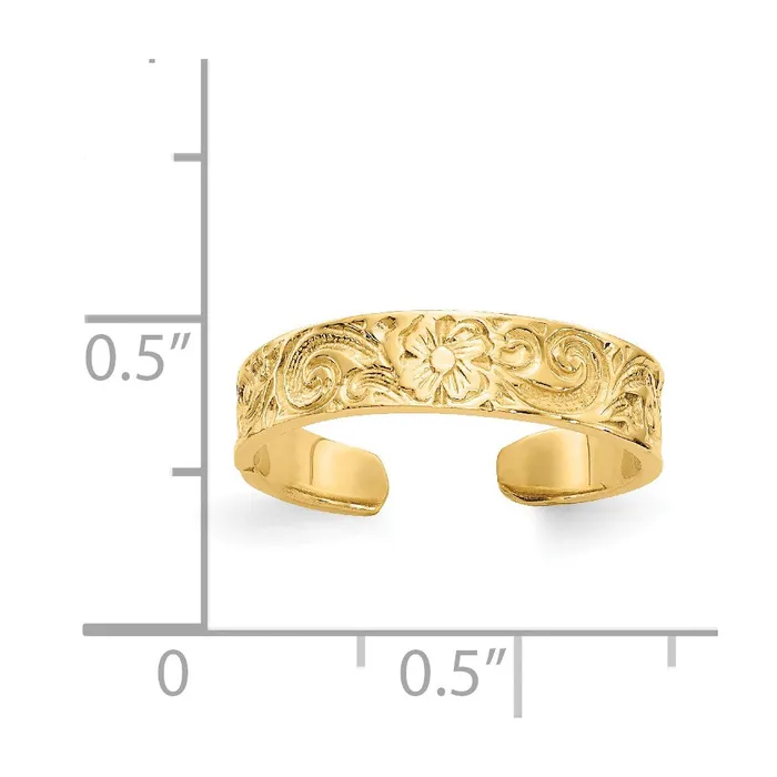 Goldia Rings 14k Yellow Gold FlowerScroll Toe Ring