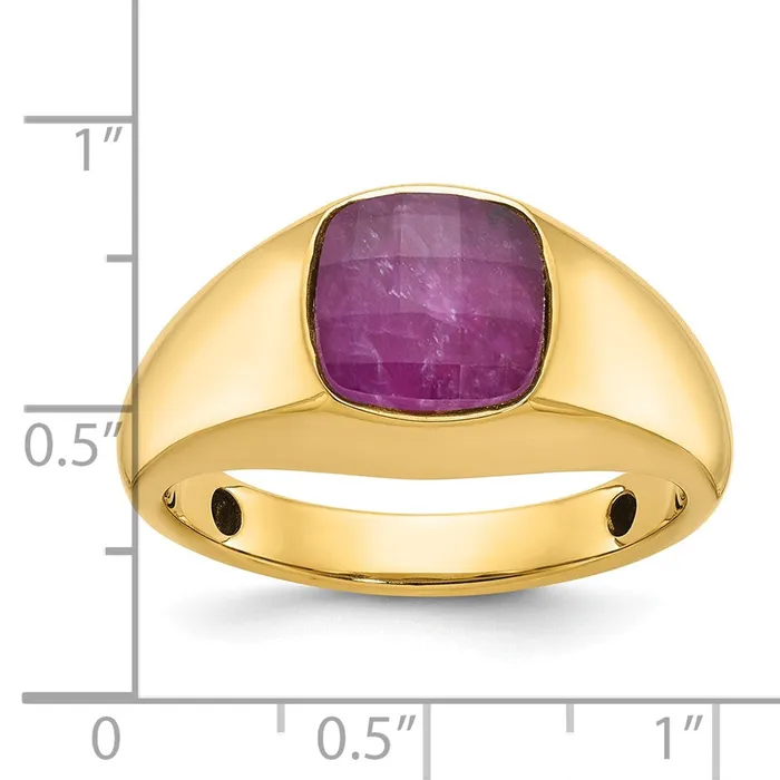Goldia Rings 14k Yellow Gold Mens Ruby Doublet Stone Complete Ring