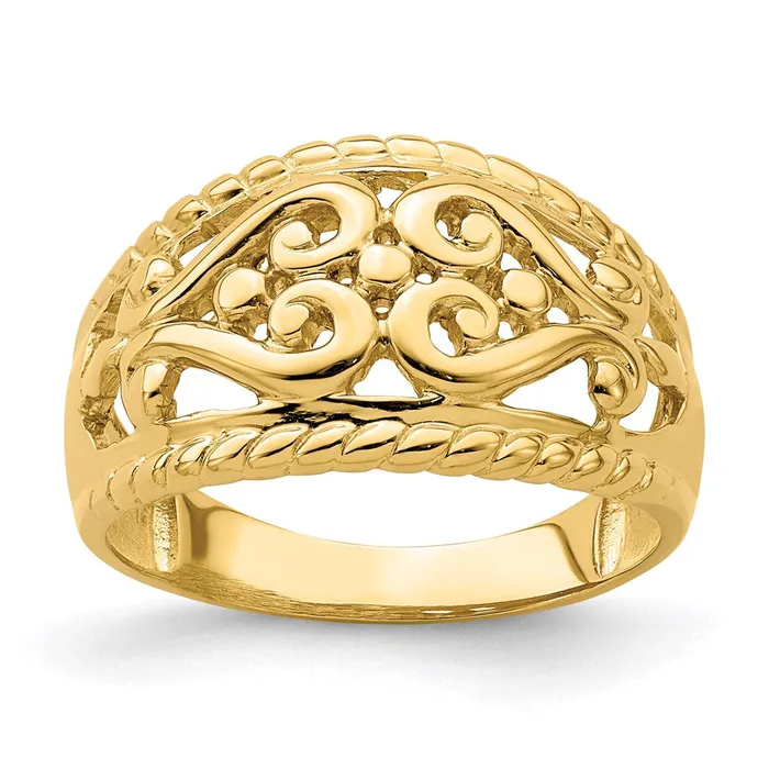 Goldia Rings 14K Yellow Gold Polished CutOut Heart Design Band