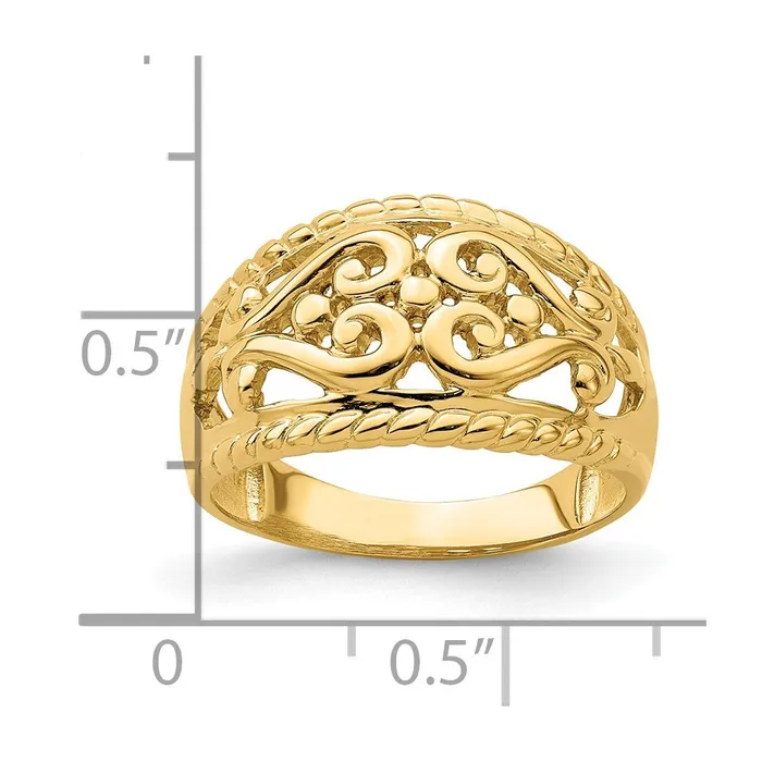Goldia Rings 14K Yellow Gold Polished CutOut Heart Design Band