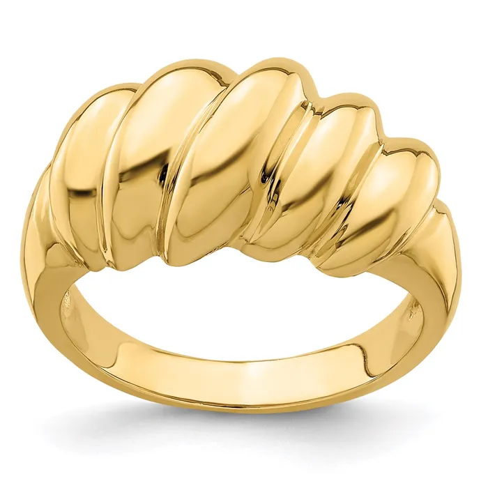 Goldia Rings 14K Yellow Gold Polished Slanted Shrimp Dome Ring