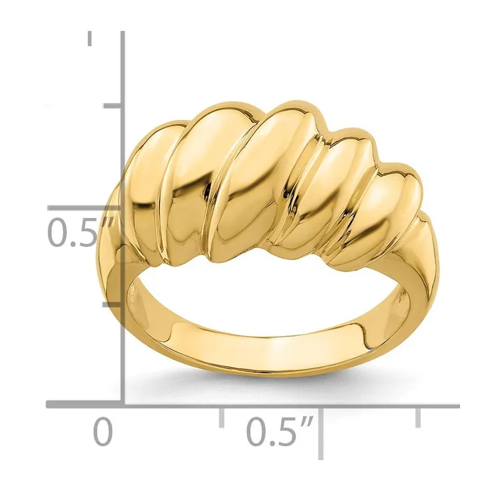 Goldia Rings 14K Yellow Gold Polished Slanted Shrimp Dome Ring