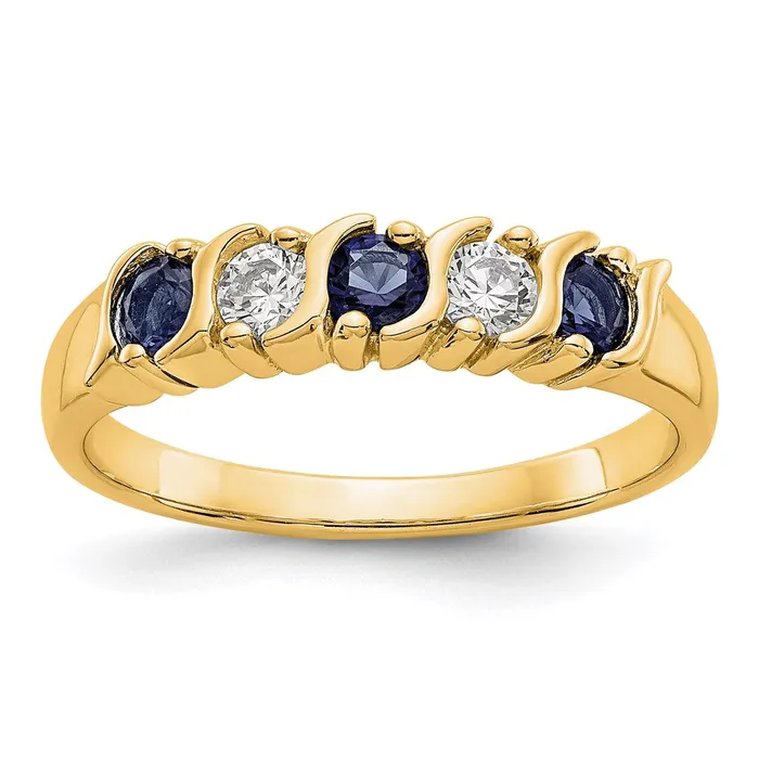Goldia Rings 14k Yellow Gold Real Diamond wSapphire Band