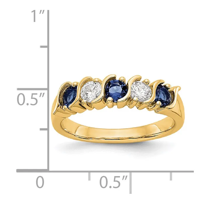 Goldia Rings 14k Yellow Gold Real Diamond wSapphire Band