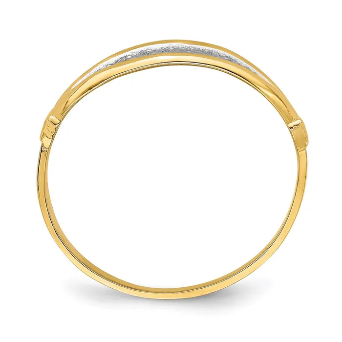 Goldia Rings 14k Yellow Gold w White Rhodium Polished X Pattern Ring