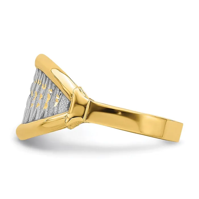 Goldia Rings 14k Yellow Gold w White Rhodium Polished X Pattern Ring