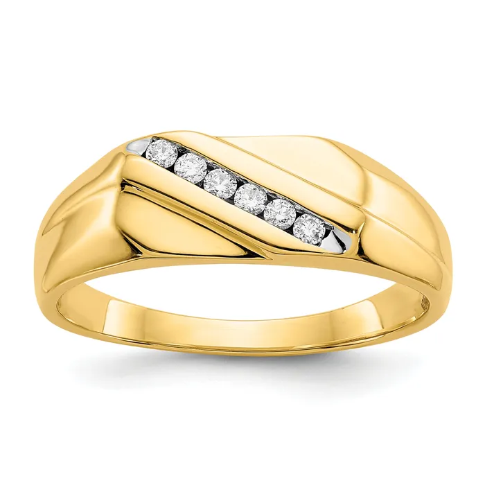 Goldia Rings 14k Yellow Gold White 18 Ct Lab Grown Diamond VSSI G Six Stone Mens Ring Goldia Rings 14k Yellow Gold White 18 Ct Lab Grown Diamond VSSI G Six Stone Mens Ring
