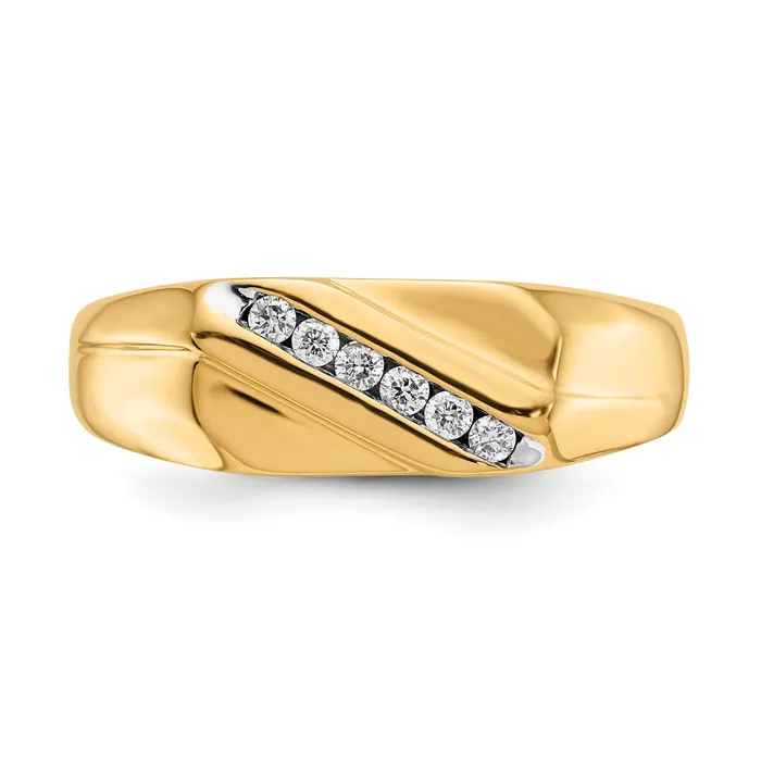 Goldia Rings 14k Yellow Gold White 18 Ct Lab Grown Diamond VSSI G Six Stone Mens Ring