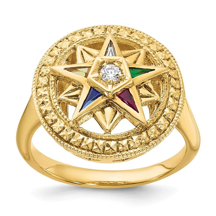 Goldia Rings 14k Yellow Gold Womens Polished and Textured Eastern Star Masonic Ring Mounting Goldia Rings 14k Yellow Gold Womens Polished and Textured Eastern Star Masonic Ring Mounting