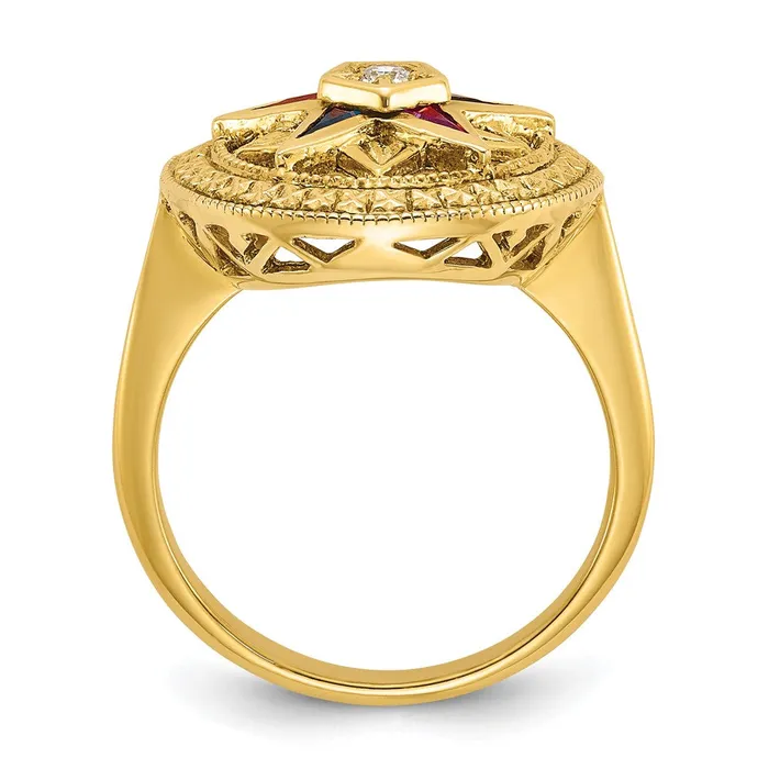 Goldia Rings 14k Yellow Gold Womens Polished and Textured Eastern Star Masonic Ring Mounting