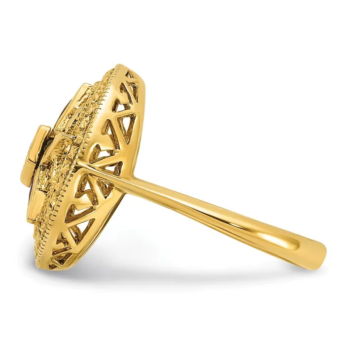 Goldia Rings 14k Yellow Gold Womens Polished and Textured Eastern Star Masonic Ring Mounting
