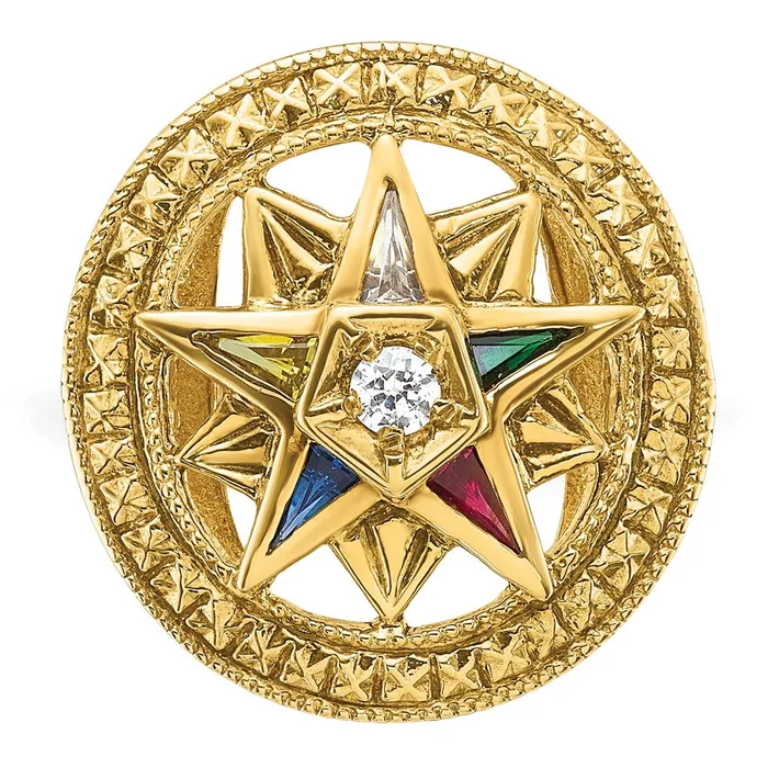 Goldia Rings 14k Yellow Gold Womens Polished and Textured Eastern Star Masonic Ring Mounting