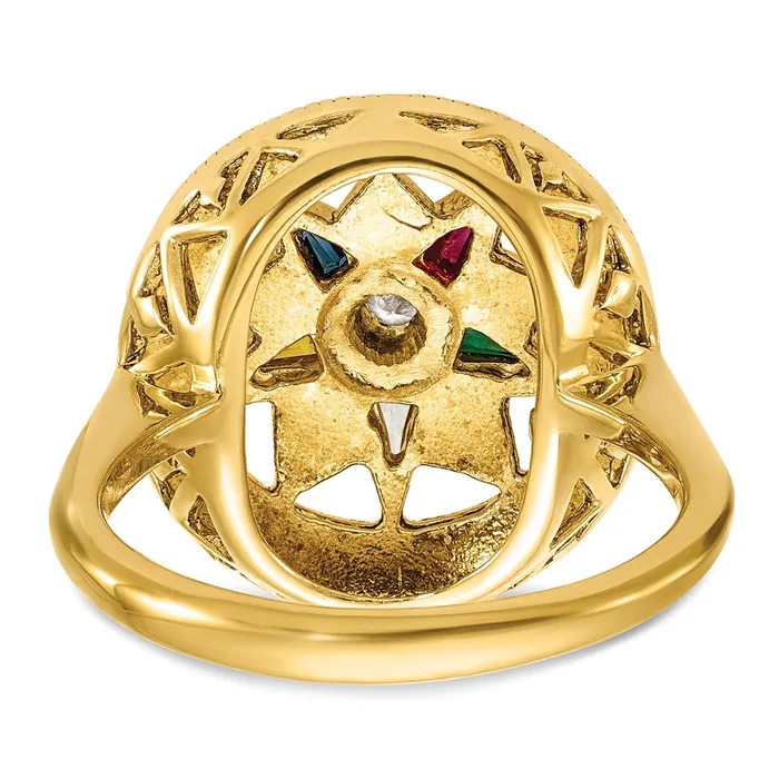 Goldia Rings 14k Yellow Gold Womens Polished and Textured Eastern Star Masonic Ring Mounting
