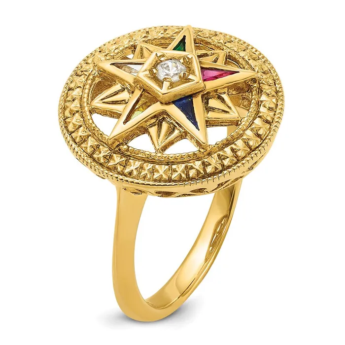 Goldia Rings 14k Yellow Gold Womens Polished and Textured Eastern Star Masonic Ring Mounting