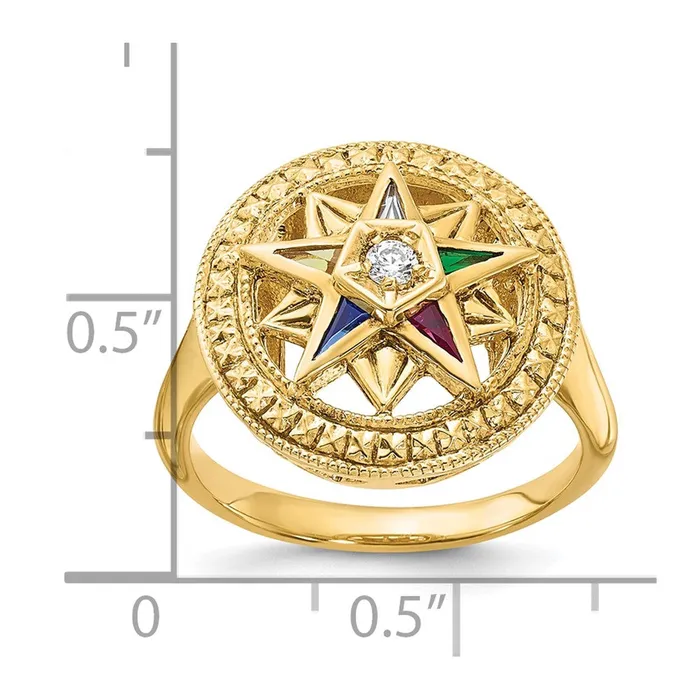 Goldia Rings 14k Yellow Gold Womens Polished and Textured Eastern Star Masonic Ring Mounting