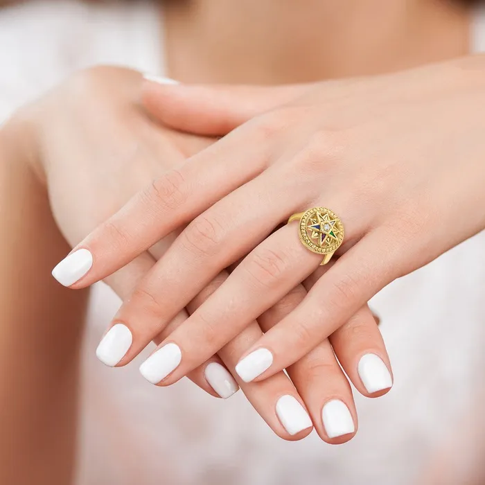 Goldia Rings 14k Yellow Gold Womens Polished and Textured Eastern Star Masonic Ring Mounting