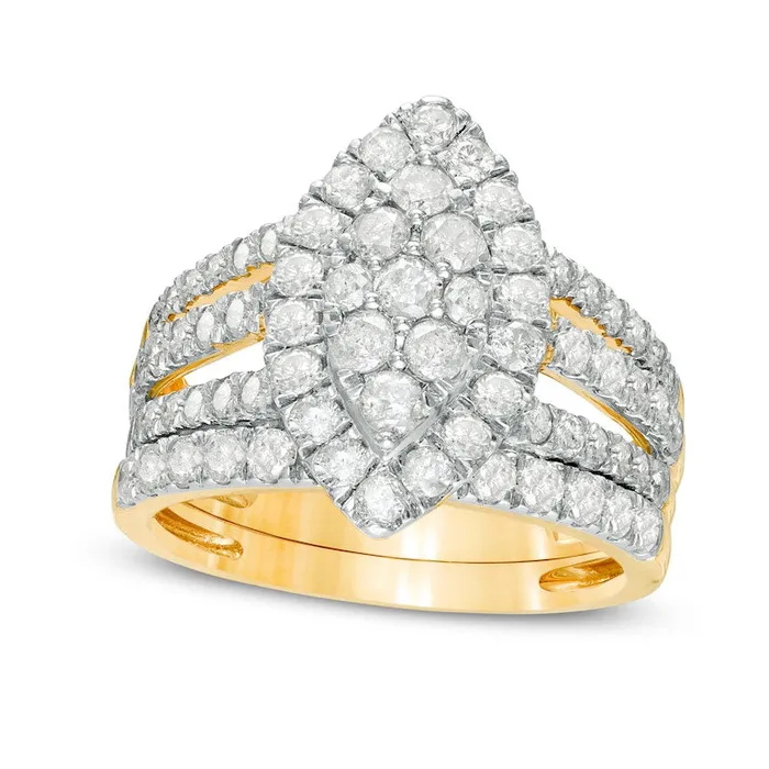 Goldia Rings 20 CT TW Composite Natural Diamond Double Marquise Frame MultiRow Bridal Engagement Ring Set in Solid 10K Yellow Gold Goldia Rings 20 CT TW Composite Natural Diamond Double Marquise Frame MultiRow Bridal Engagement Ring Set in Solid 10K Yellow Gold
