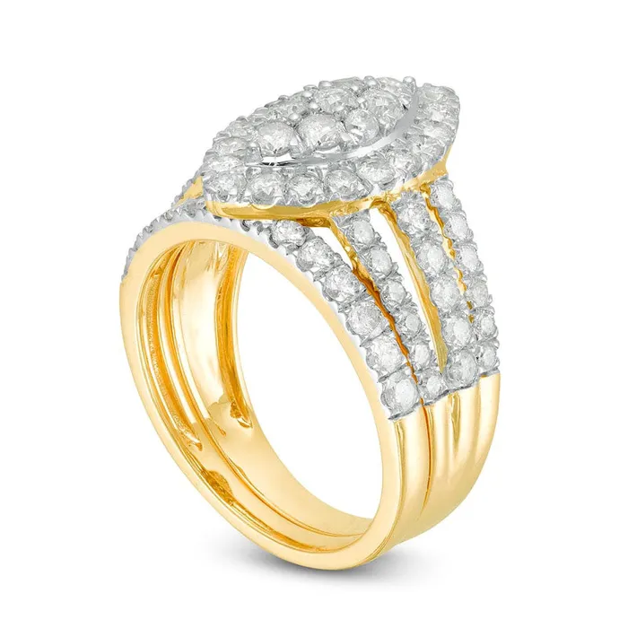 Goldia Rings 20 CT TW Composite Natural Diamond Double Marquise Frame MultiRow Bridal Engagement Ring Set in Solid 10K Yellow Gold Goldia Rings 20 CT TW Composite Natural Diamond Double Marquise Frame MultiRow Bridal Engagement Ring Set in Solid 10K Yellow Gold
