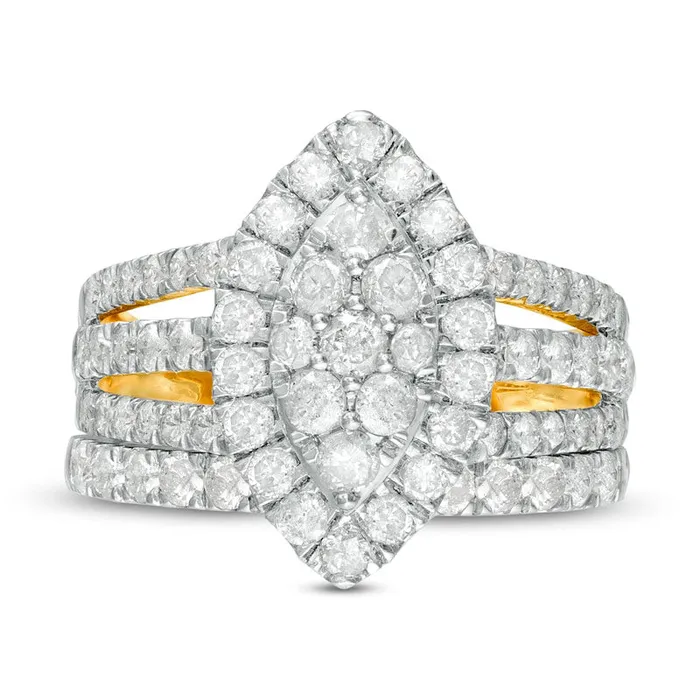 Goldia Rings 20 CT TW Composite Natural Diamond Double Marquise Frame MultiRow Bridal Engagement Ring Set in Solid 10K Yellow Gold Goldia Rings 20 CT TW Composite Natural Diamond Double Marquise Frame MultiRow Bridal Engagement Ring Set in Solid 10K Yellow Gold
