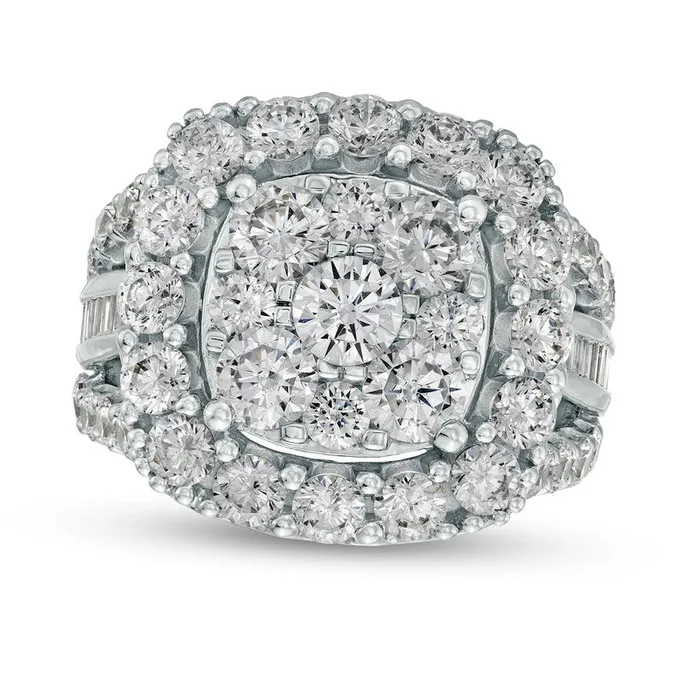 Goldia Rings 5 CT TW Composite Natural Diamond Square Frame Ring in Solid 14K White Gold Goldia Rings 5 CT TW Composite Natural Diamond Square Frame Ring in Solid 14K White Gold