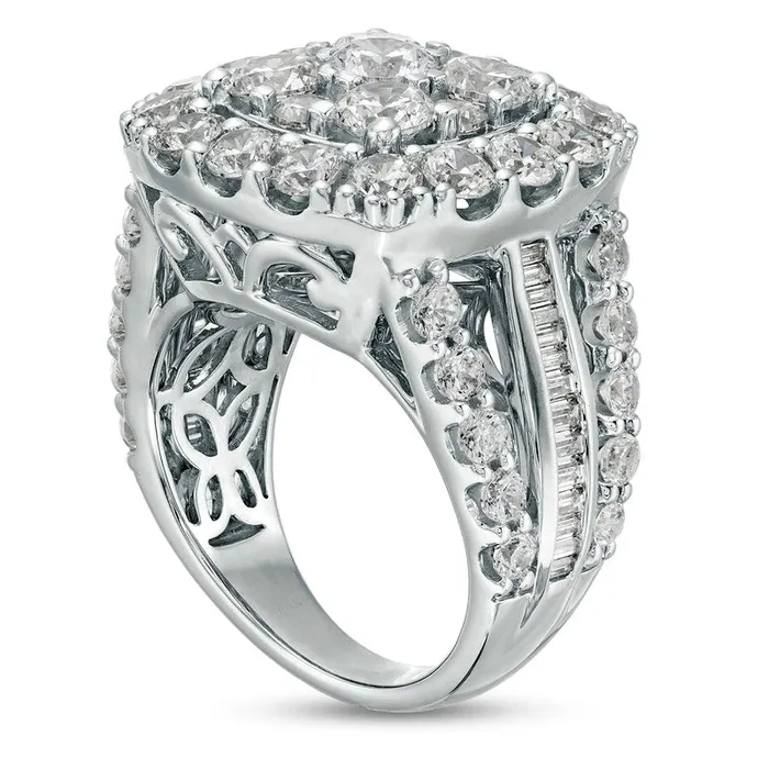 Goldia Rings 5 CT TW Composite Natural Diamond Square Frame Ring in Solid 14K White Gold Goldia Rings 5 CT TW Composite Natural Diamond Square Frame Ring in Solid 14K White Gold