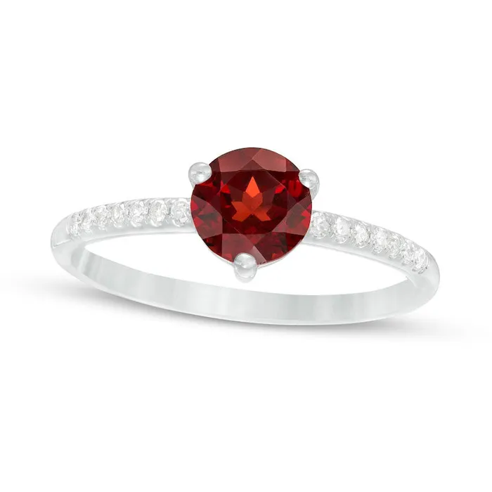 Goldia Rings 60mm Garnet and 010 CT TW Natural Diamond Ring in Solid 10K White Gold Goldia Rings 60mm Garnet and 010 CT TW Natural Diamond Ring in Solid 10K White Gold