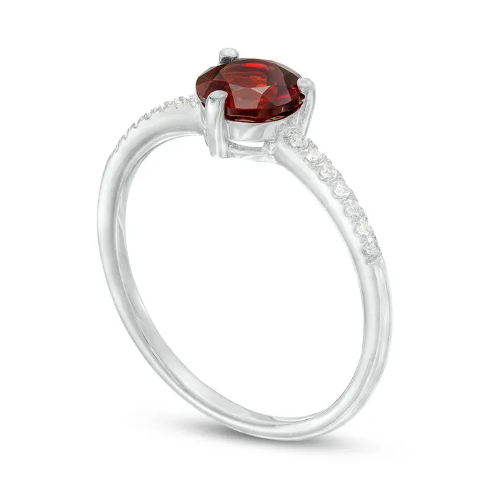 Goldia Rings 60mm Garnet and 010 CT TW Natural Diamond Ring in Solid 10K White Gold Goldia Rings 60mm Garnet and 010 CT TW Natural Diamond Ring in Solid 10K White Gold