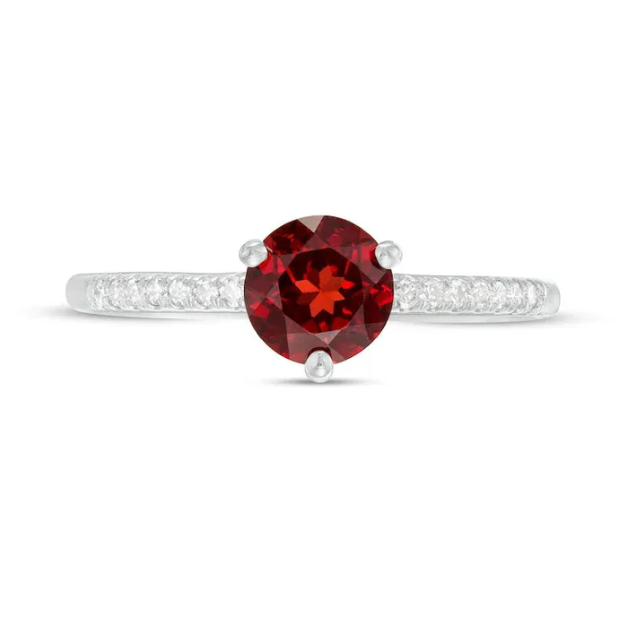 Goldia Rings 60mm Garnet and 010 CT TW Natural Diamond Ring in Solid 10K White Gold Goldia Rings 60mm Garnet and 010 CT TW Natural Diamond Ring in Solid 10K White Gold