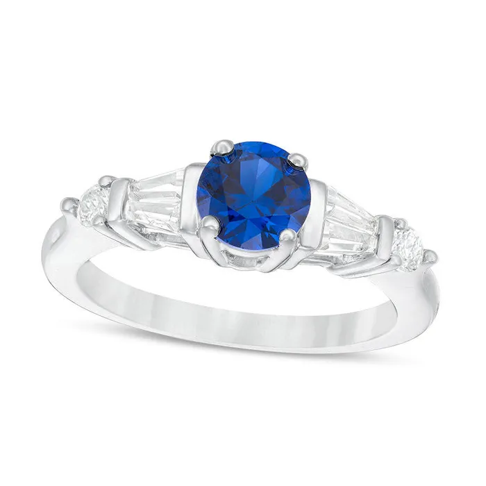 Goldia Rings 60mm LabCreated Blue and White Sapphire Ring in Sterling Silver Size 7 Goldia Rings 60mm LabCreated Blue and White Sapphire Ring in Sterling Silver Size 7