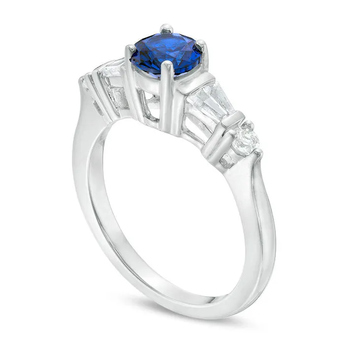 Goldia Rings 60mm LabCreated Blue and White Sapphire Ring in Sterling Silver Size 7 Goldia Rings 60mm LabCreated Blue and White Sapphire Ring in Sterling Silver Size 7