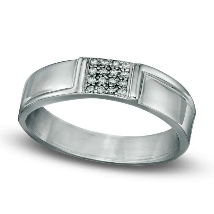 Goldia Rings Mens 010 CT TW Natural Diamond Wedding Band in Sterling Silver Goldia Rings Mens 010 CT TW Natural Diamond Wedding Band in Sterling Silver
