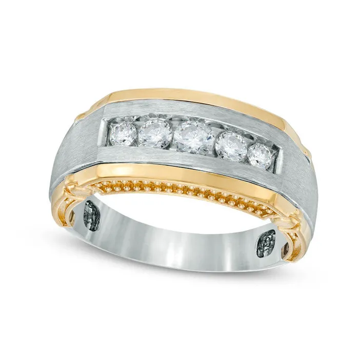 Goldia Rings Mens 050 CT TW Natural Diamond Comfort Fit Wedding Band in Solid 10K TwoTone Gold Goldia Rings Mens 050 CT TW Natural Diamond Comfort Fit Wedding Band in Solid 10K TwoTone Gold