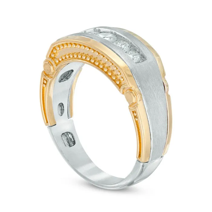 Goldia Rings Mens 050 CT TW Natural Diamond Comfort Fit Wedding Band in Solid 10K TwoTone Gold Goldia Rings Mens 050 CT TW Natural Diamond Comfort Fit Wedding Band in Solid 10K TwoTone Gold