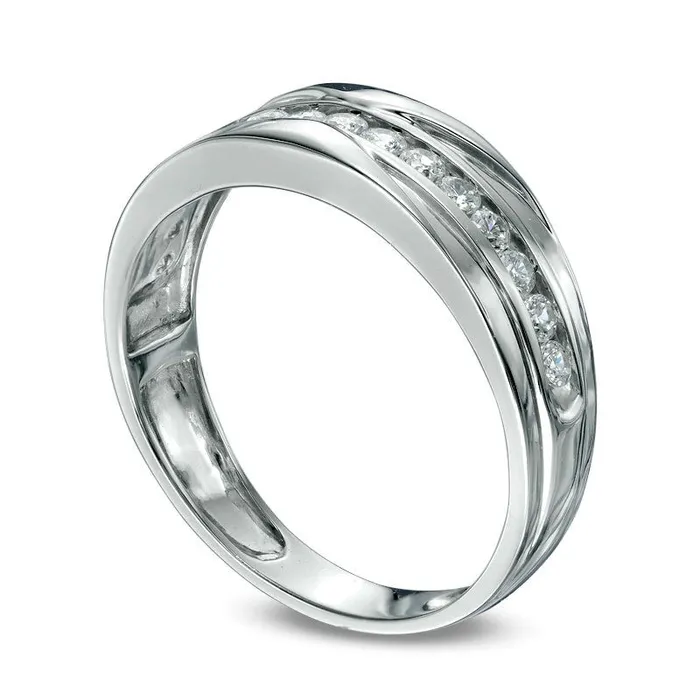Goldia Rings Mens 050 CT TW Natural Diamond Wedding Band in Solid 10K White Gold Goldia Rings Mens 050 CT TW Natural Diamond Wedding Band in Solid 10K White Gold