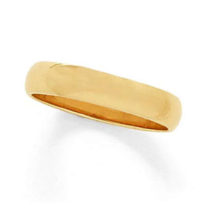Goldia Rings Mens 50mm Low Dome Wedding Band in Solid 14K Gold