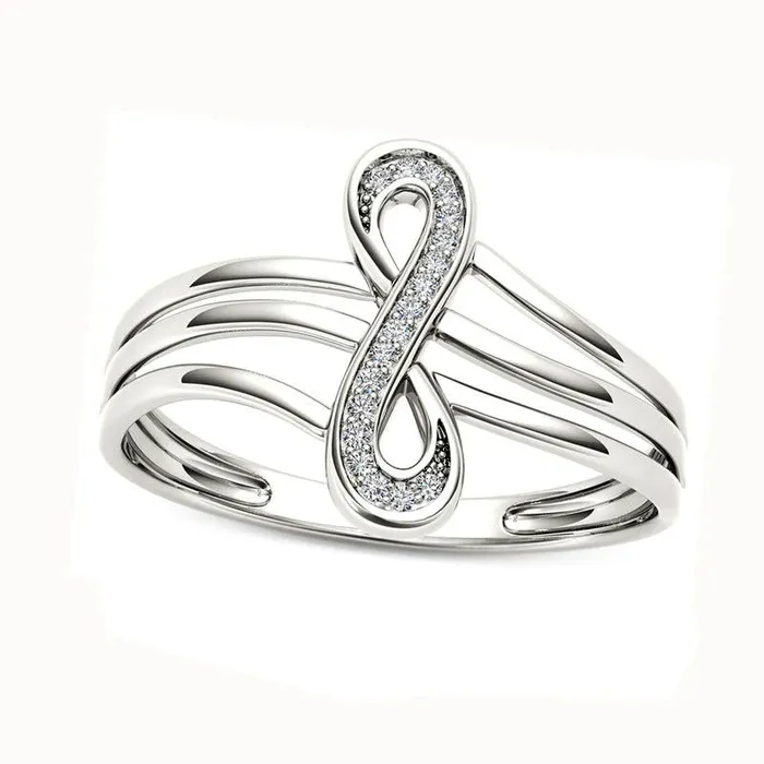 Goldia Rings Natural Diamond Accent Infinity Split Shank Ring in Solid 10K White Gold Goldia Rings Natural Diamond Accent Infinity Split Shank Ring in Solid 10K White Gold