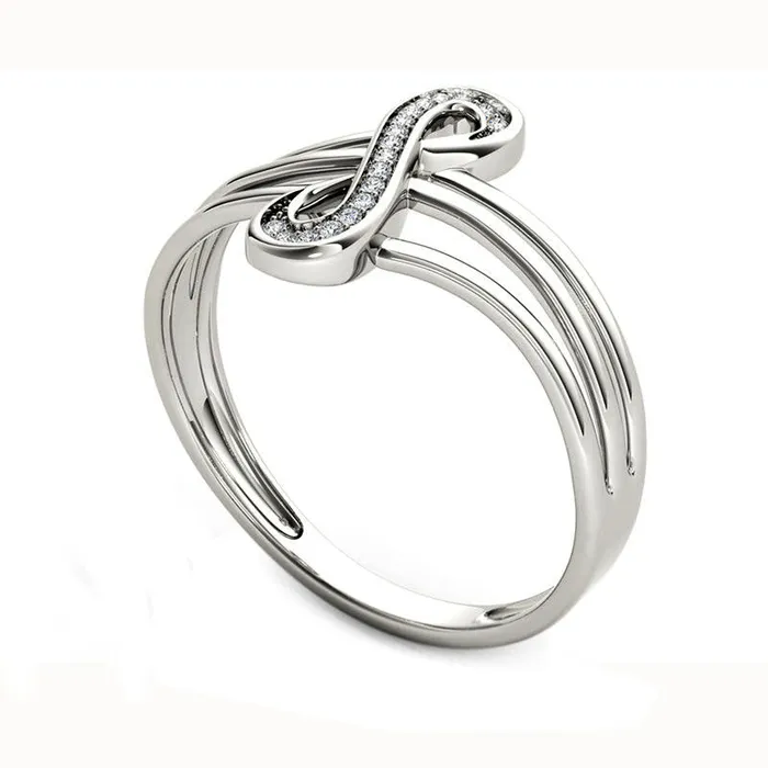 Goldia Rings Natural Diamond Accent Infinity Split Shank Ring in Solid 10K White Gold Goldia Rings Natural Diamond Accent Infinity Split Shank Ring in Solid 10K White Gold
