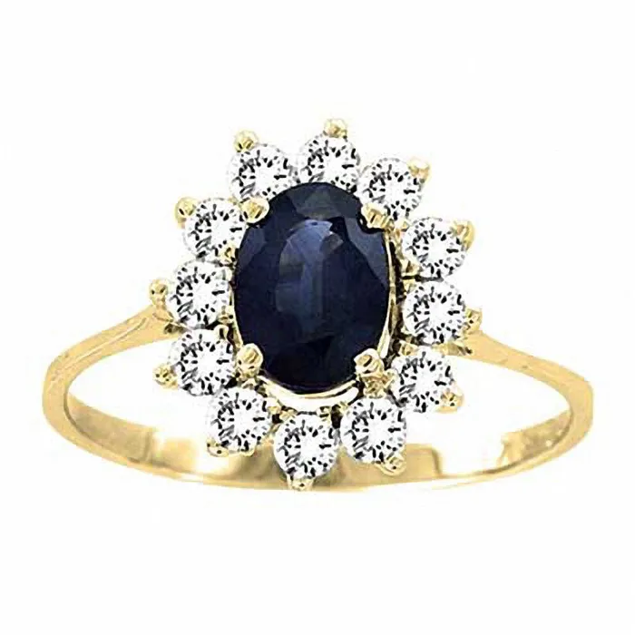 Goldia Rings Oval Blue Sapphire and 050 CT TW Natural Diamond Engagement Ring in Solid 14K Gold Goldia Rings Oval Blue Sapphire and 050 CT TW Natural Diamond Engagement Ring in Solid 14K Gold